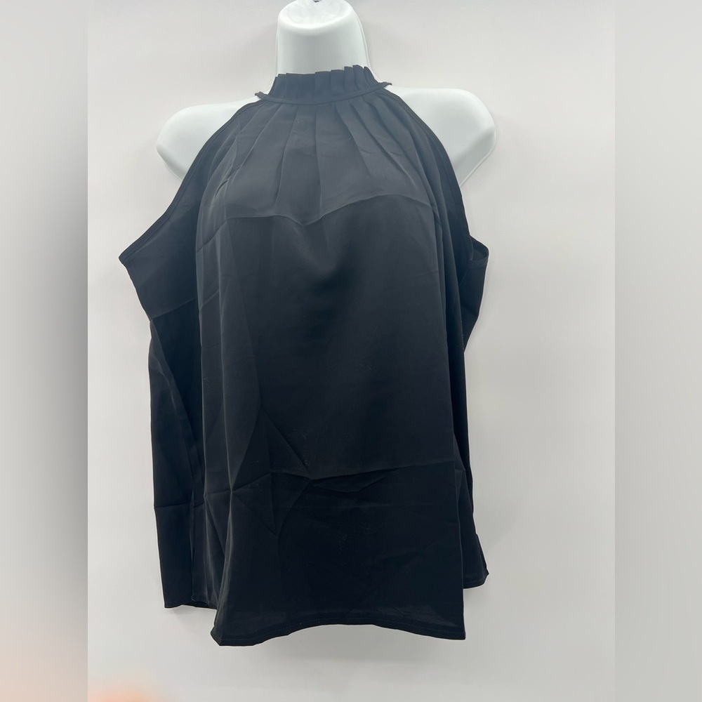 My Color Blue Elegant Black Halter Top Size M NWT